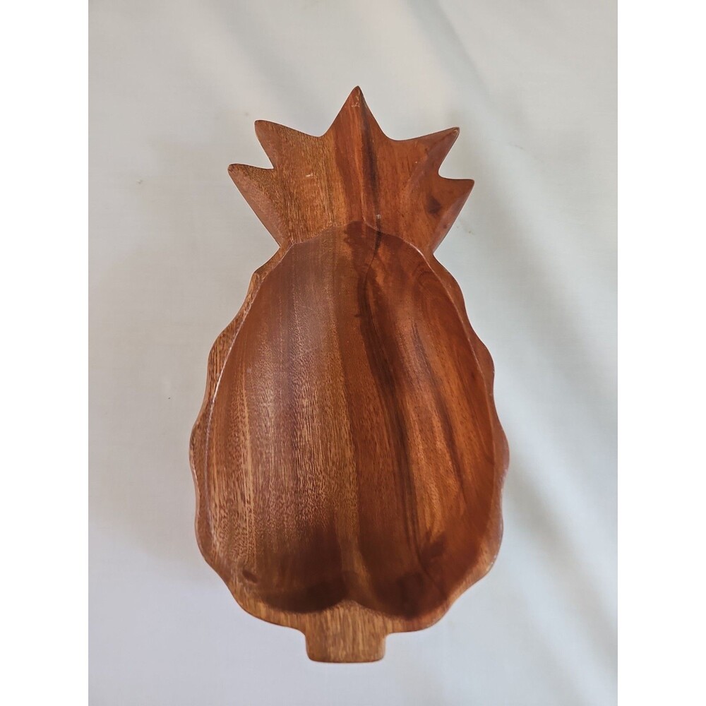Hand carved Hardwood Kamani Wood Pineapple Bowl MCM Tiki Hawaii